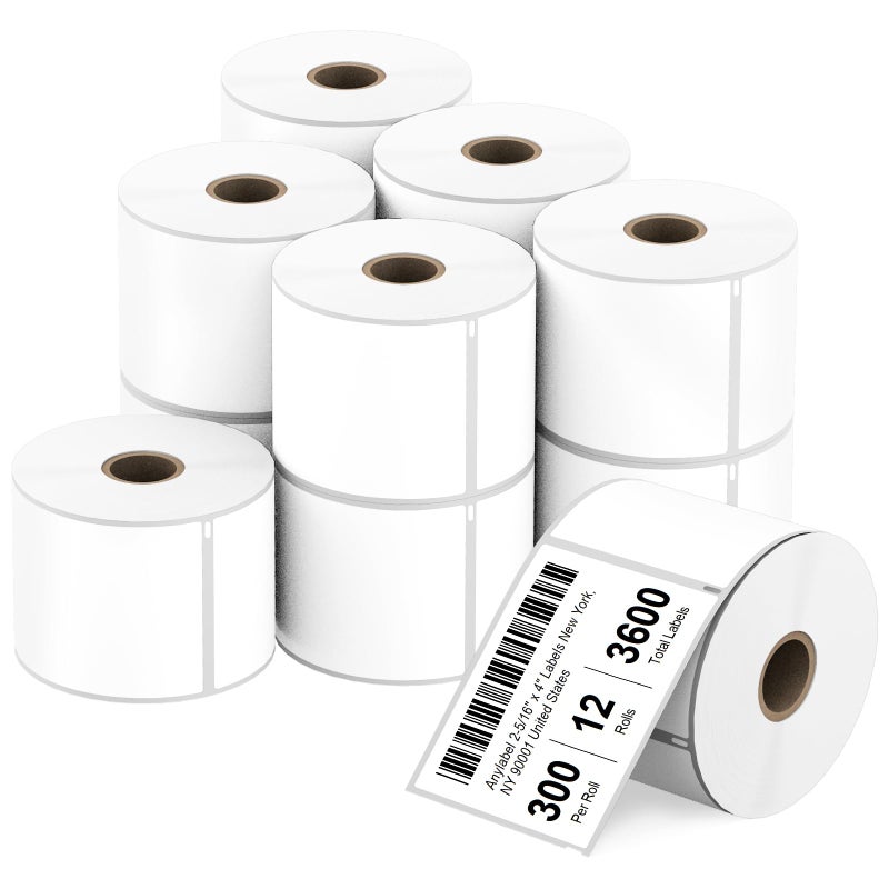 أي تسمية Anylabel متوافق مع 2-5/16 بوصة × 4 بوصة استبدال الملصقات الحرارية المباشرة لـ DYMO 30256 بريد عنوان الشحن الكبير، متوافق مع طابعات سطح المكتب Rollo وDYMO 4XL وZebra (12 لفة، 300 ملصق/لفة) - Image 1